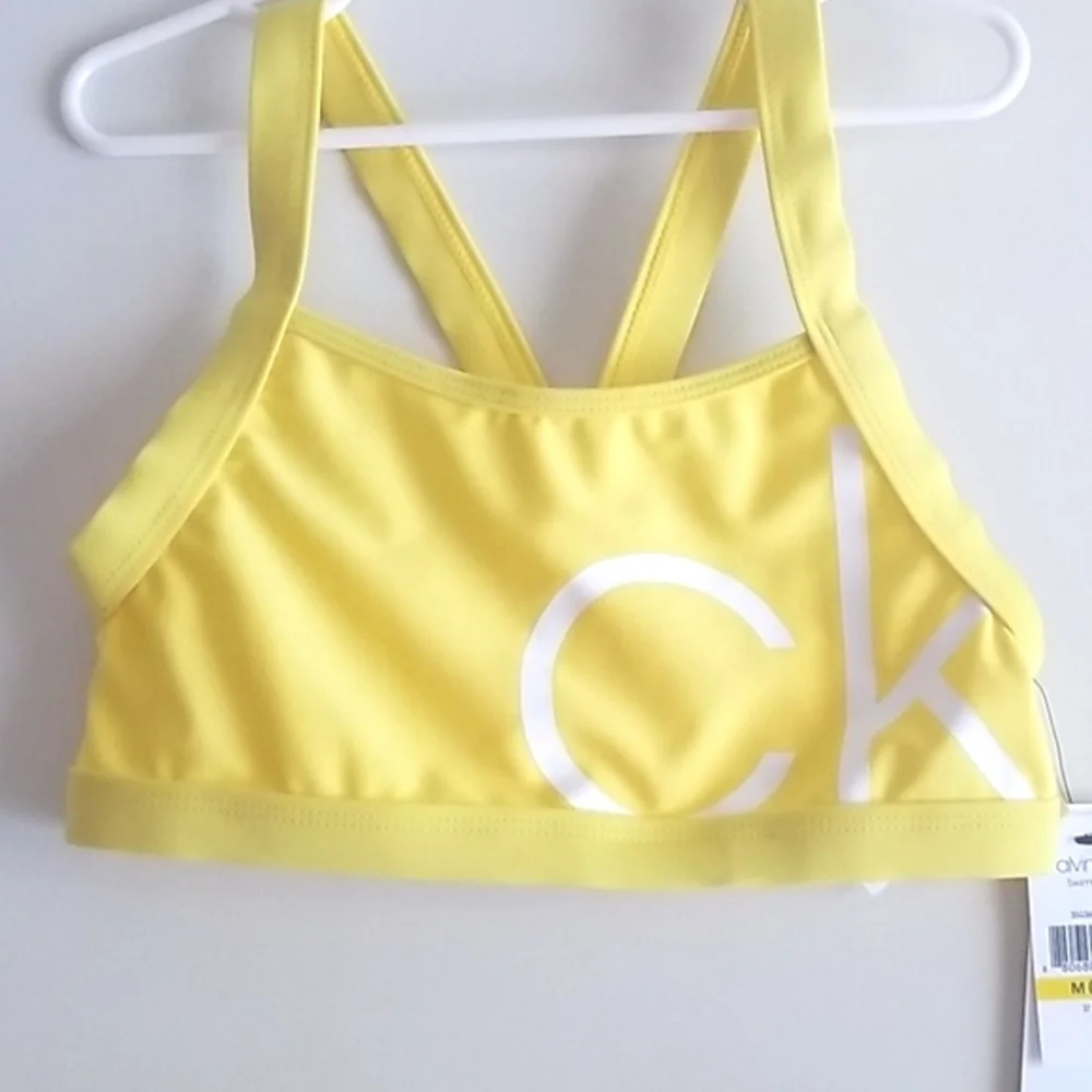 Calvin Klein Girls Swimsuit 2 Piece Bikini Yellow Size 8 - 10
